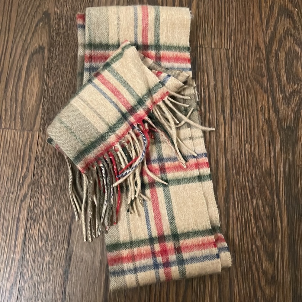 Brown plaid pattern vintage cashmere scarf 🧣
